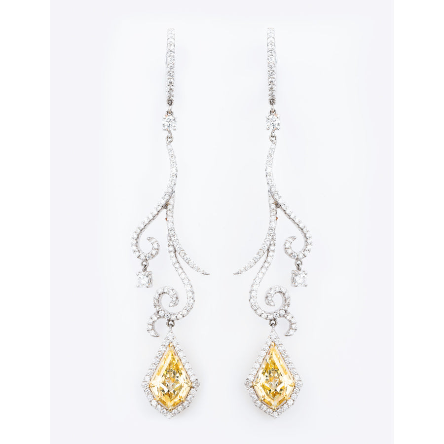 Yellow Diamond Earrings, 4.35 carat 7513
