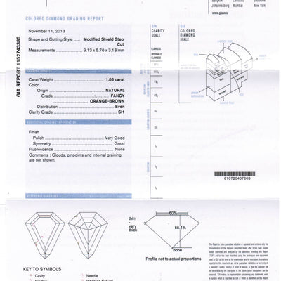1.05 Carat SHIELD Shape BROWN Color Diamond - VMK Diamonds