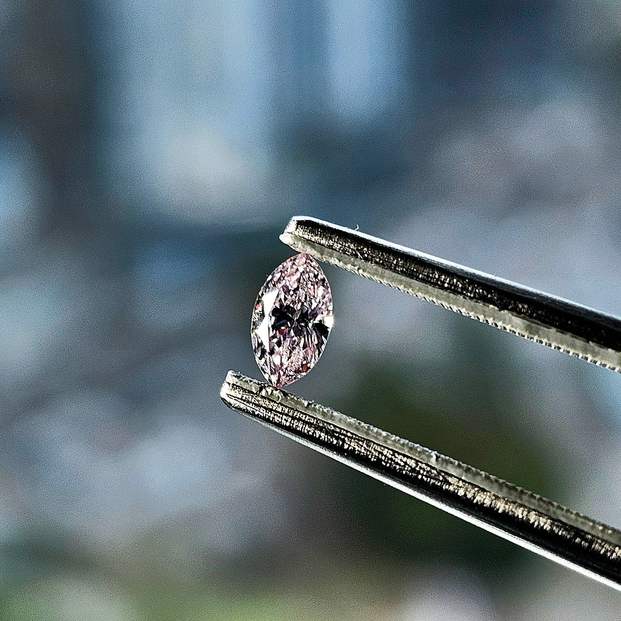 Purplish Pink Diamond, 0.25 Carat, Marquise Shape, I1 Clarity