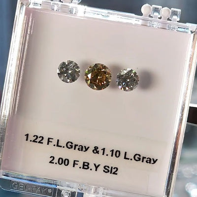 Gray and brown diamonds, 4.32 total carats, round Shapes