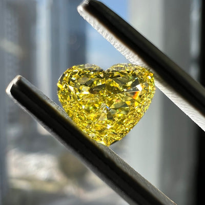 Pink & yellow diamonds, 1.33 total carat, heart shapes, SI2 clarity