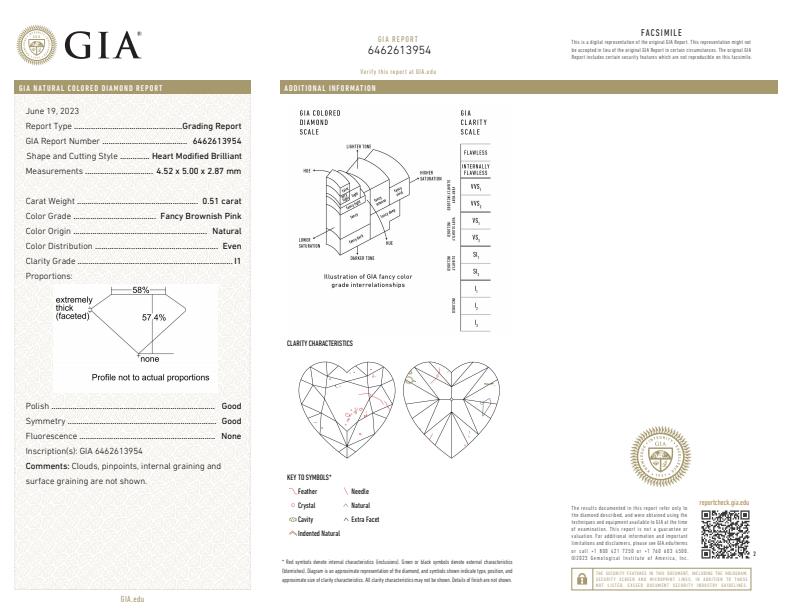 Multi Colored Diamonds, 0.54,0.50,0.51 & 0.43 Carat, Heart Shape, SI1-i1 Clarity