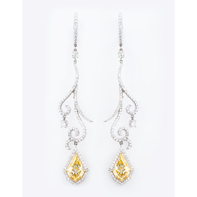 Yellow Diamond Earrings, 4.35 carat 7513
