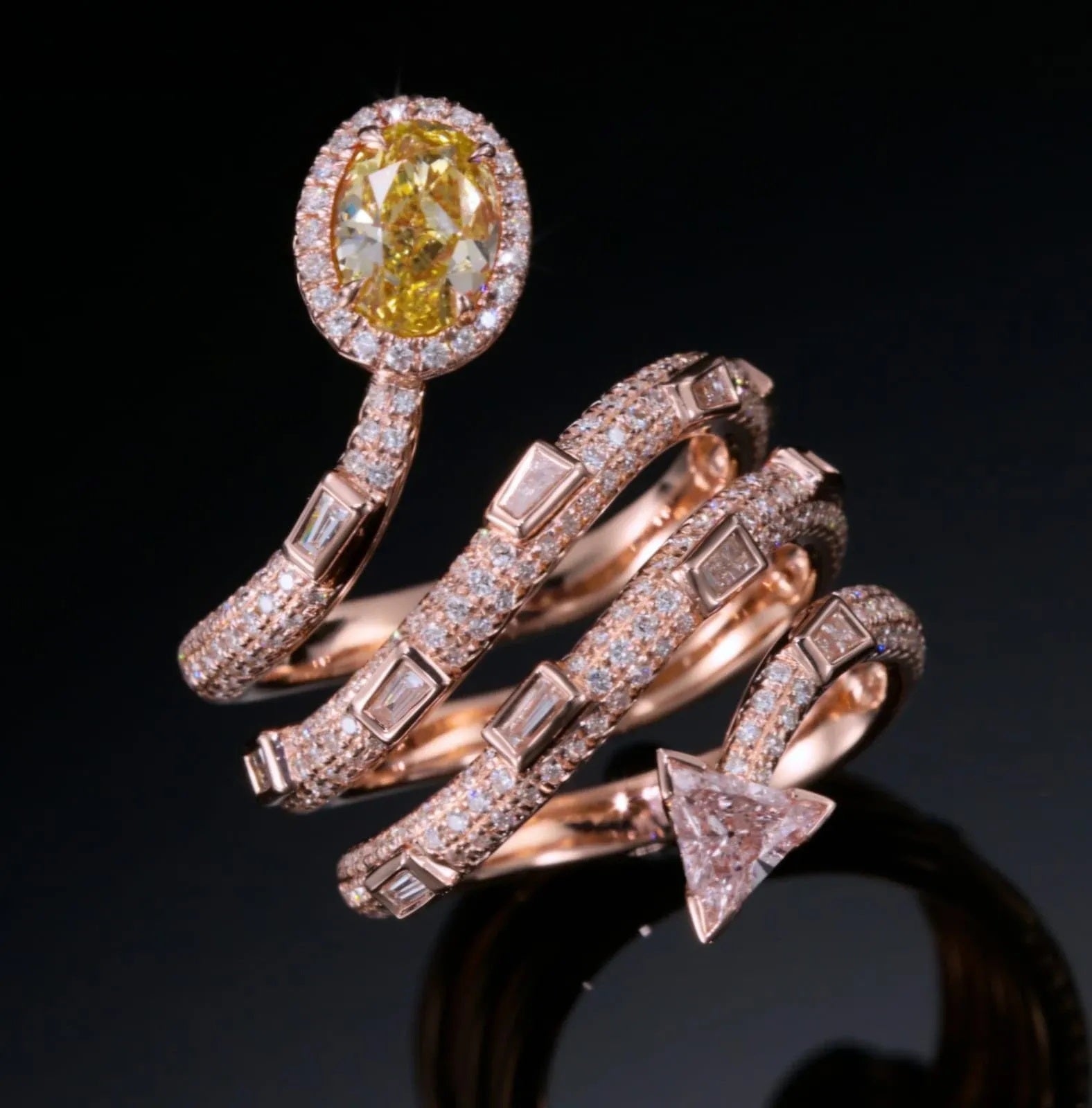 Orange and Pink Diamond ring, 2.29 carat