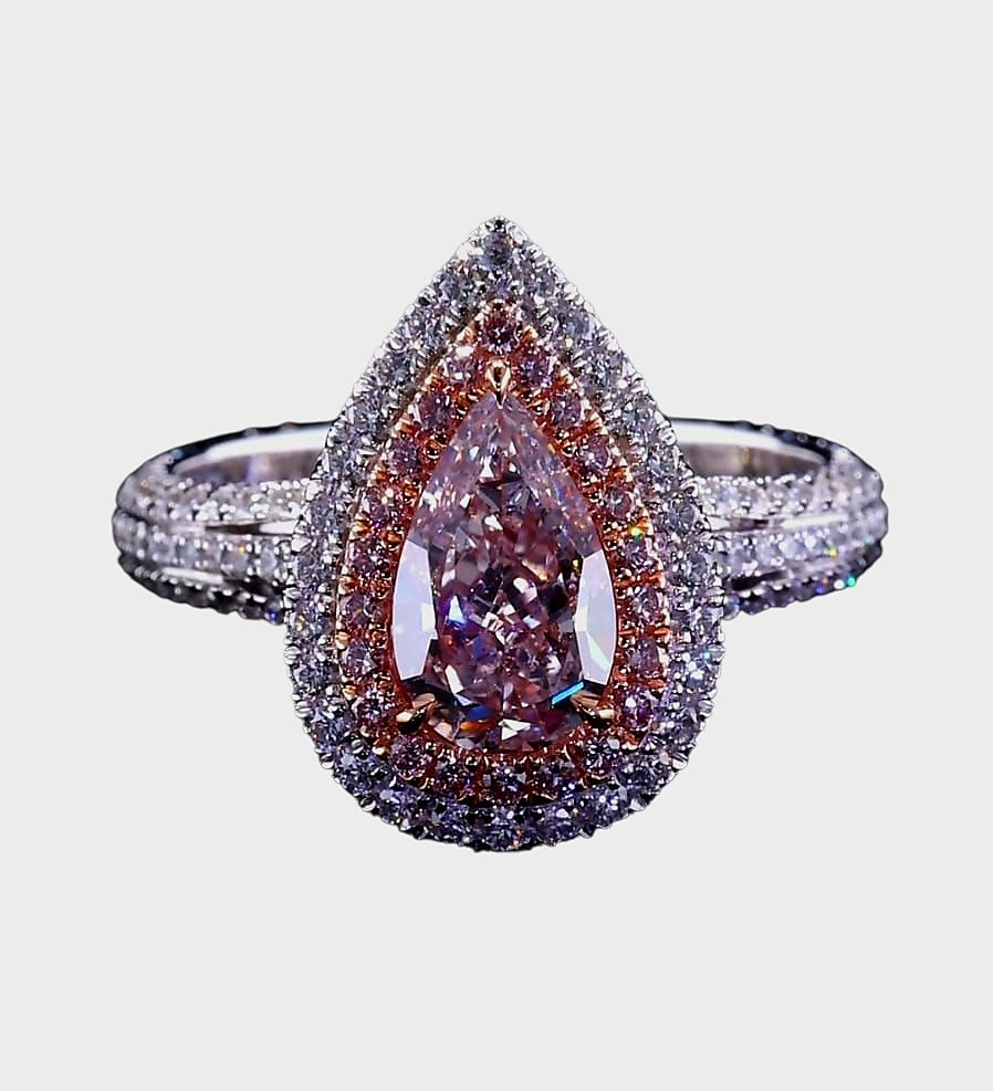 Regal Pear Pink Diamond ring 1.91 carat