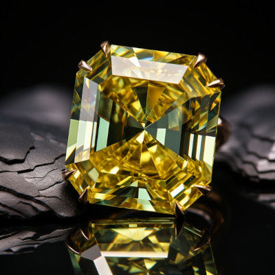 FANCY VIVID YELLOW Diamond 1.35 Carat EMERALD Shape 