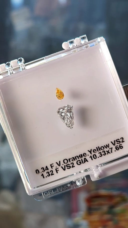 Collection of orange & colorless natural diamonds, 1.66ct, GIA certifed