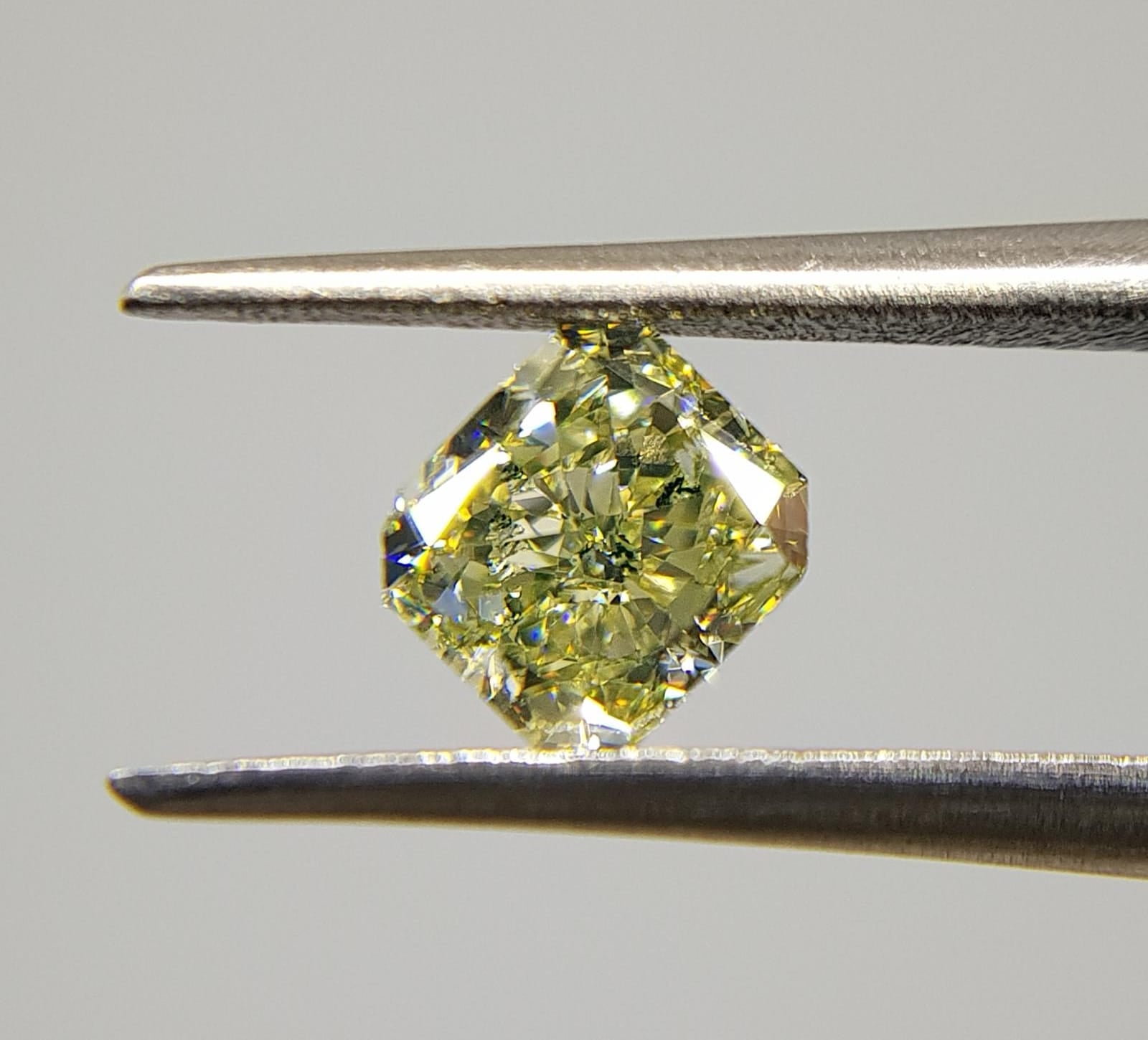Greenish Yellow Diamond, 0.63 Carat, RADIANT Shape, SI1 Clarity - VMK Diamonds