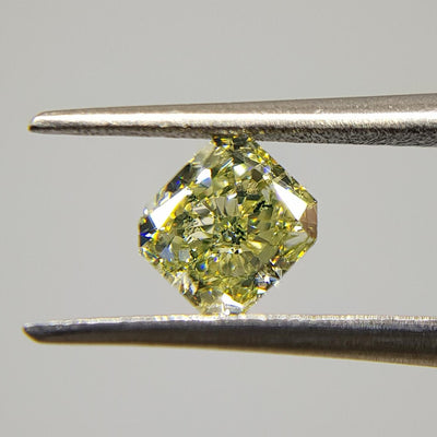 Greenish Yellow Diamond, 0.63 Carat, RADIANT Shape, SI1 Clarity - VMK Diamonds