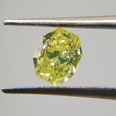 Greenish Yellow Diamond, 1.01 Carat, RADIANT Shape, I1 Clarity - VMK Diamonds
