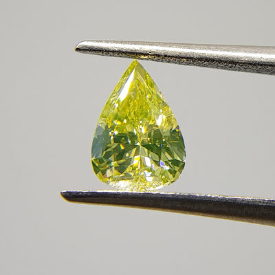 Greenish Yellow Diamond, 0.57 Carat, PEAR Shape, VVS2 Clarity - VMK Diamonds