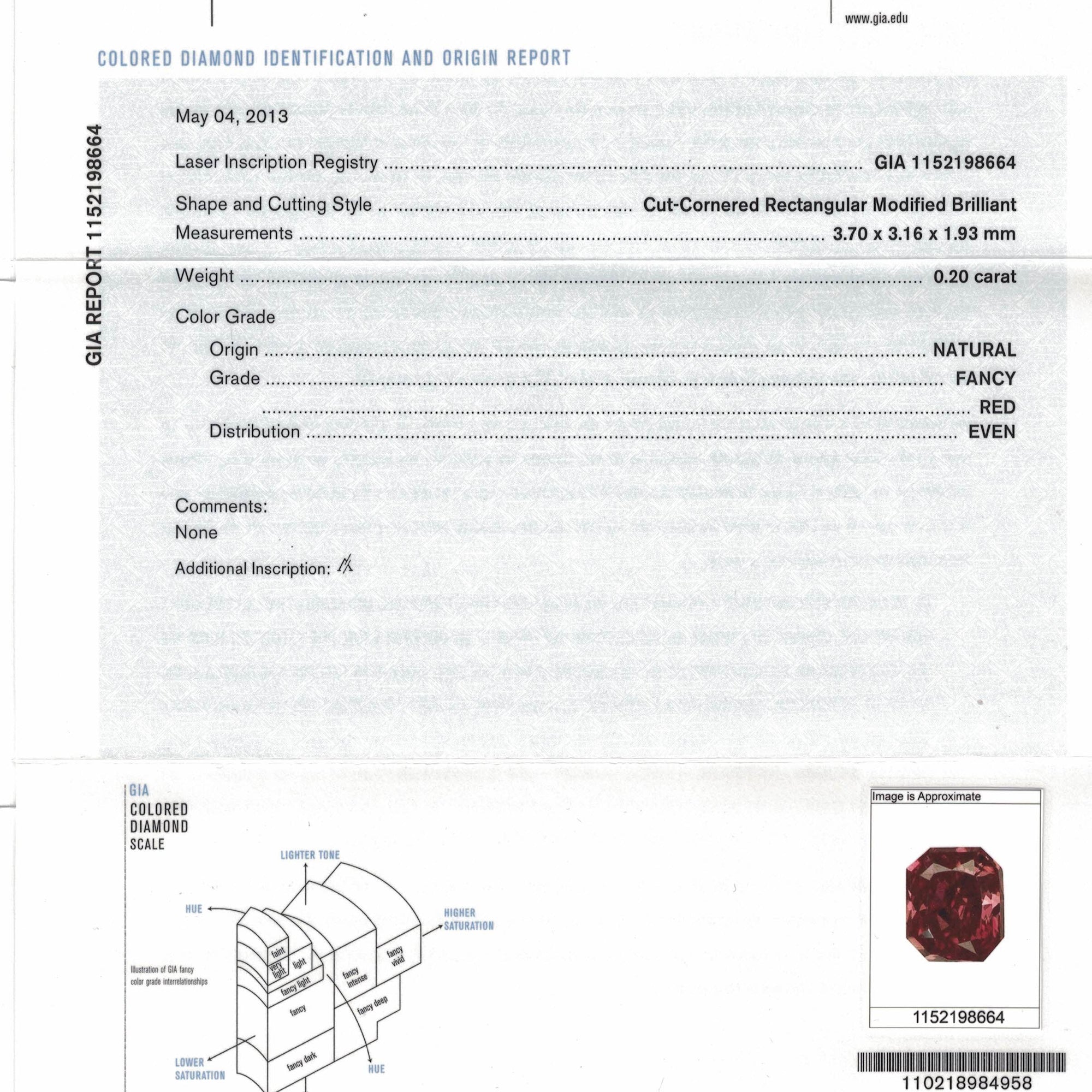 Red diamond 0.20 Carat : 1152198664
