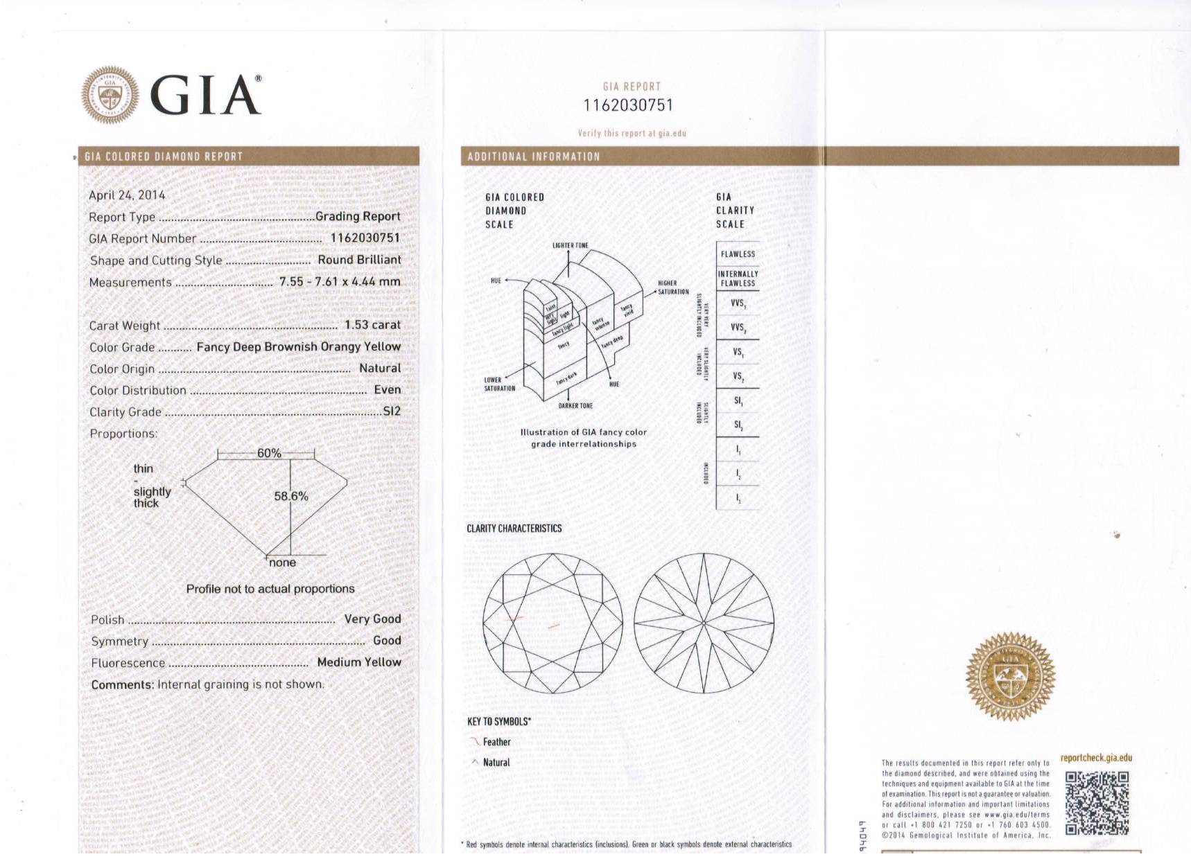 1.53 Carat ROUND Shape YELLOW Color Diamond - VMK Diamonds