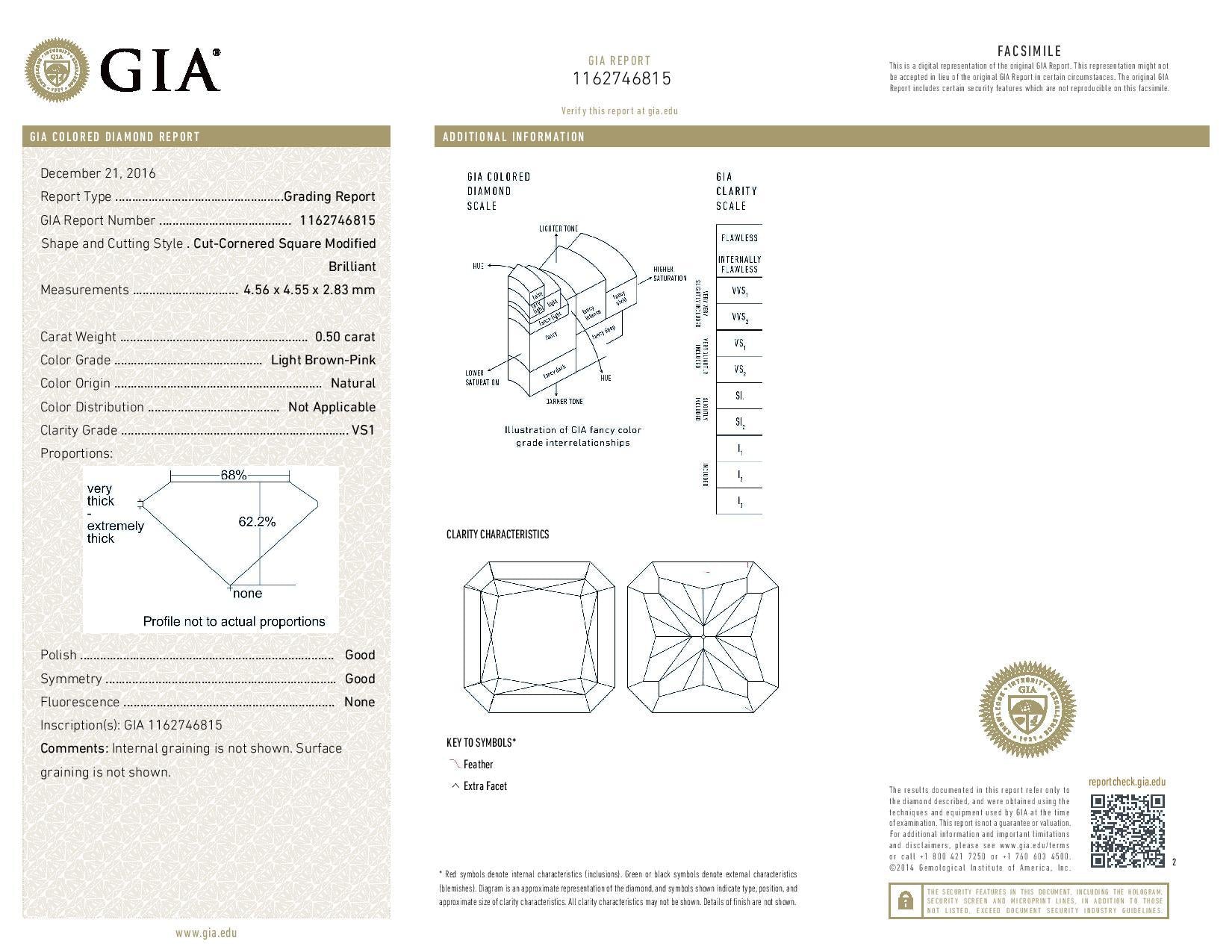 0.50 Carat RADIANT Shape PINK Color Diamond - VMK Diamonds