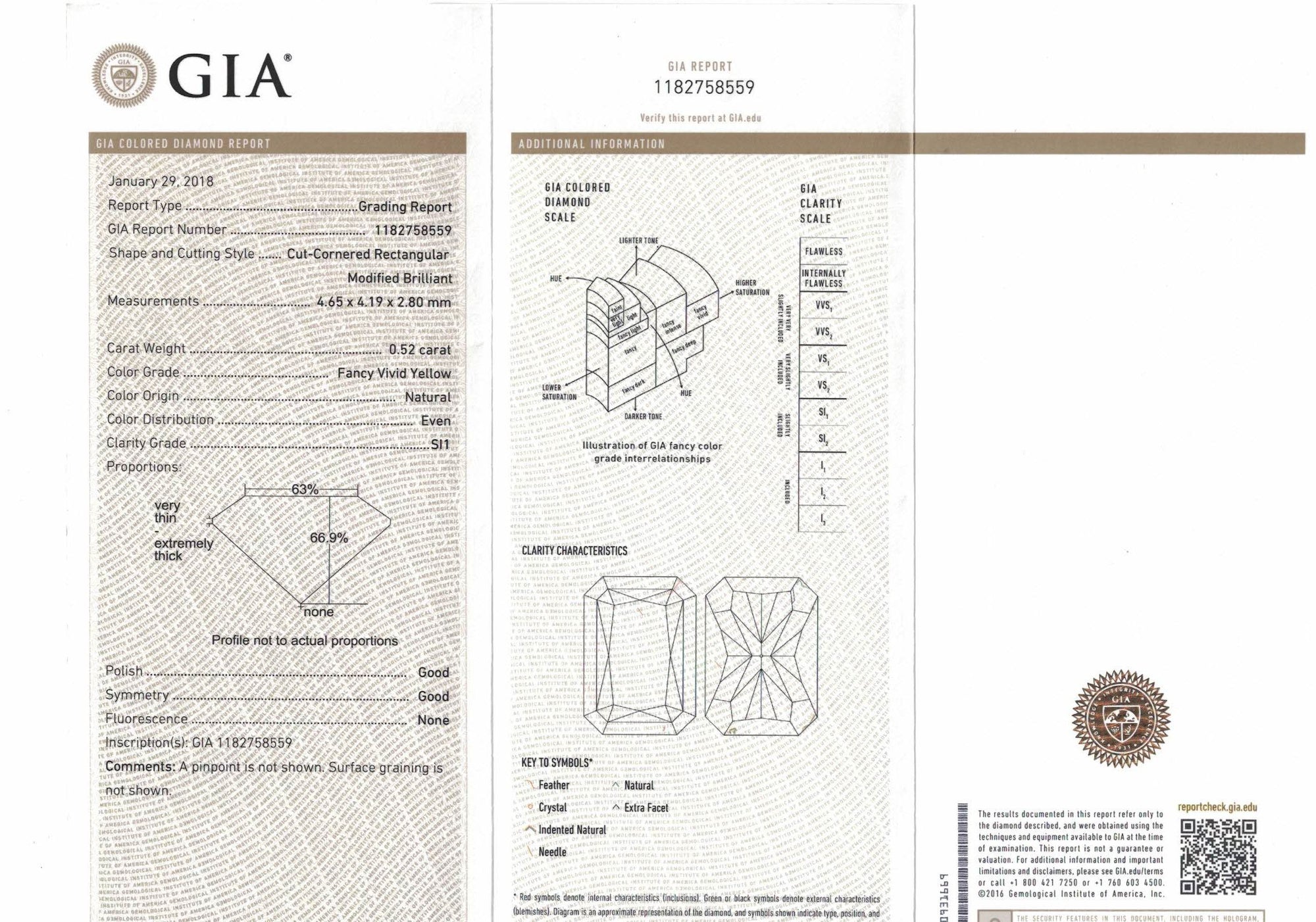 0.52 Carat RADIANT Shape YELLOW Color Diamond - VMK Diamonds