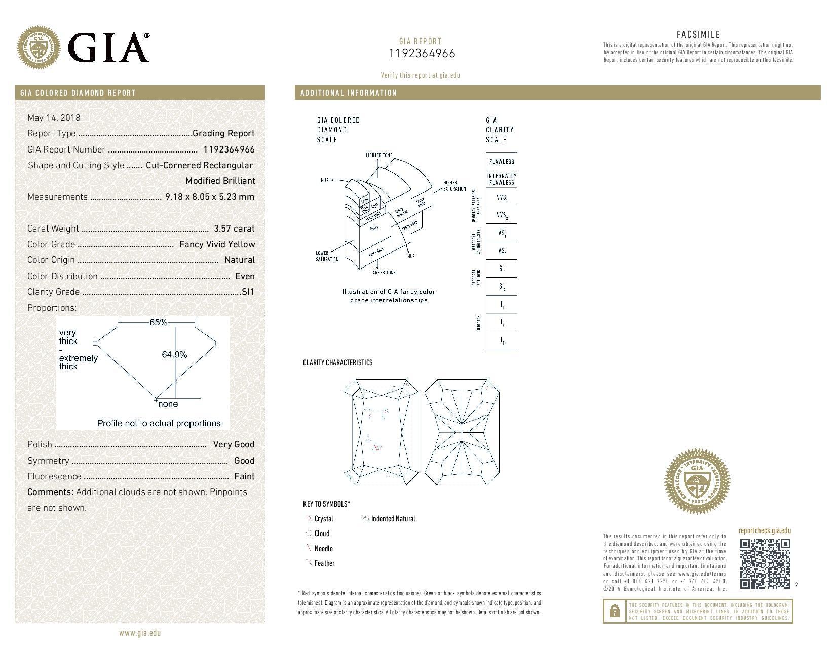 3.57 Carat RADIANT Shape YELLOW Color Diamond - VMK Diamonds