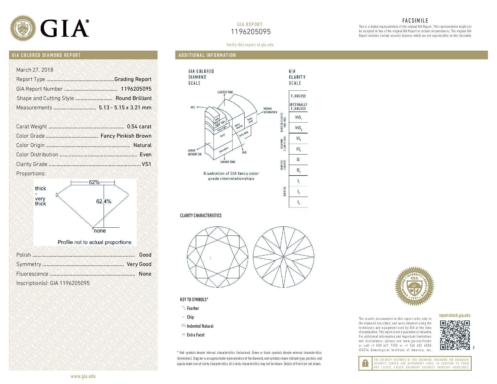 0.54 Carat ROUND Shape BROWN Color Diamond - VMK Diamonds