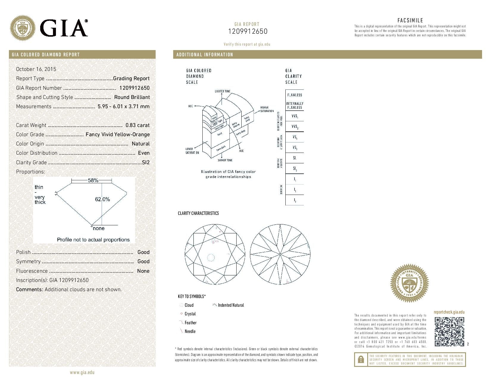 0.83 Carat ROUND Shape ORANGE Color Diamond - VMK Diamonds