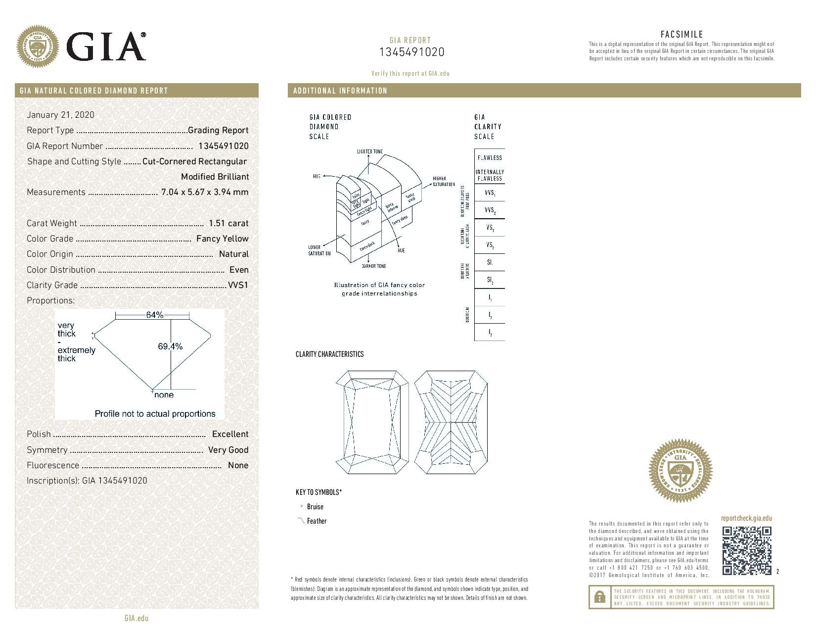 1.51 Carat RADIANT Shape YELLOW Color Diamond - VMK Diamonds