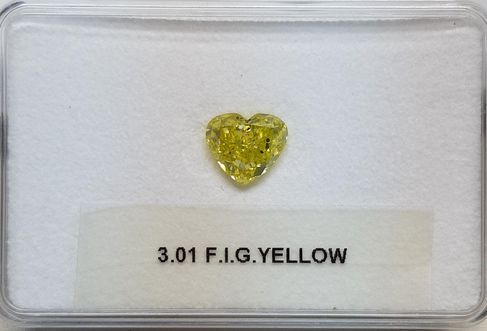 3.01 Carat HEART Shape YELLOW Color Diamond - VMK Diamonds