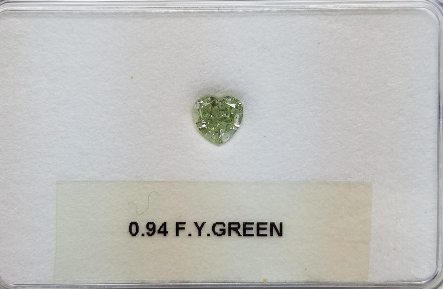 0.94 Carat HEART Shape GREEN Color Diamond - VMK Diamonds