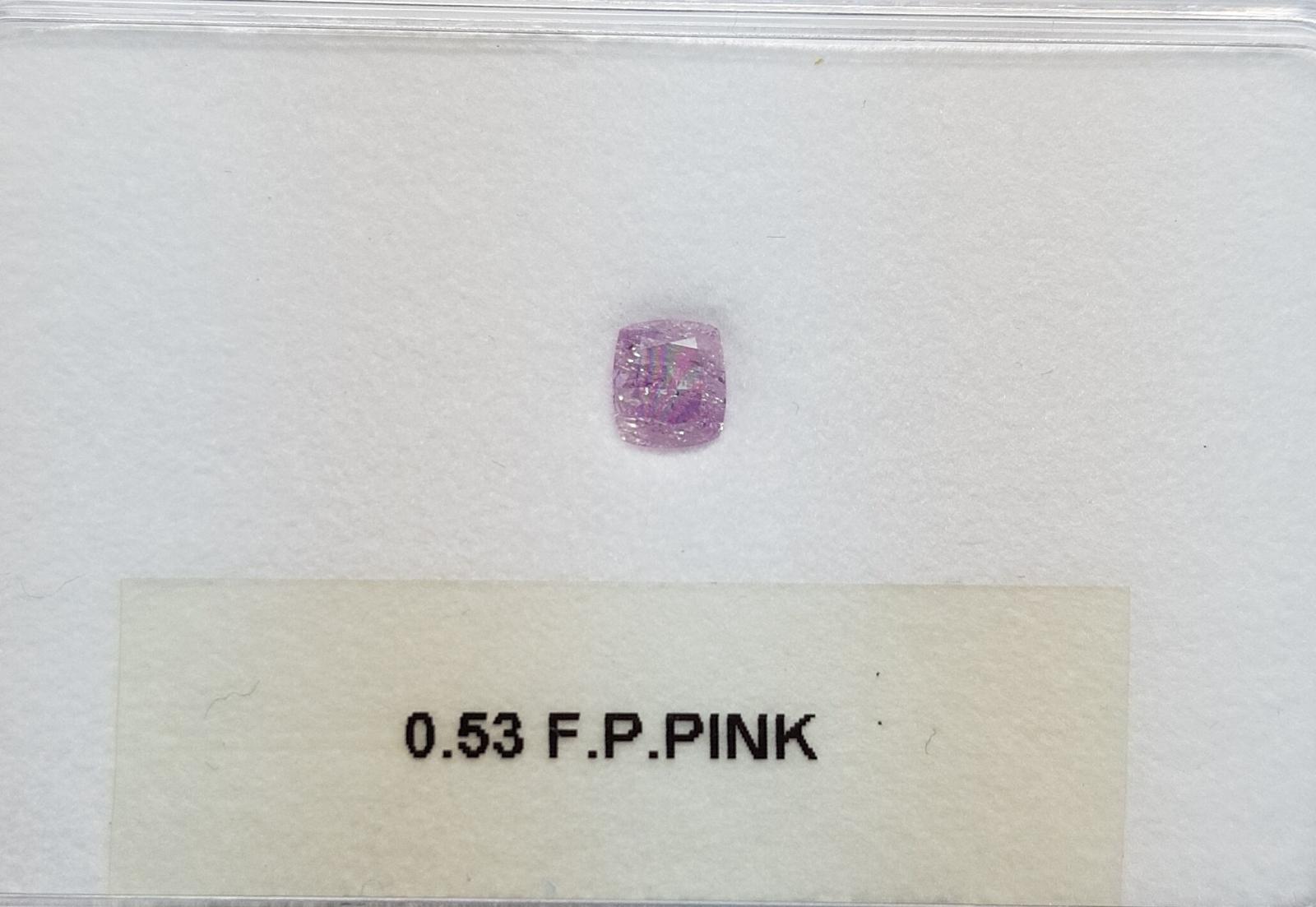 0.53 Carat CUSHION Shape PINK Color Diamond - VMK Diamonds