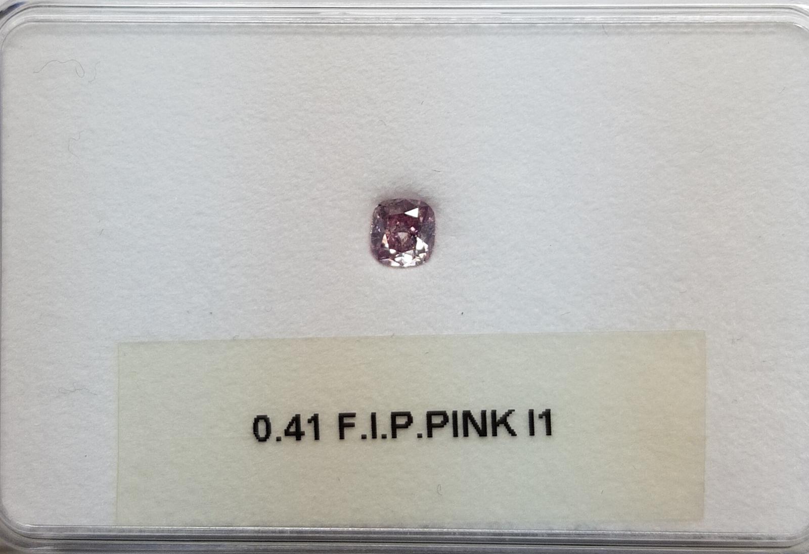 0.41 Carat CUSHION Shape PINK Color Diamond - VMK Diamonds