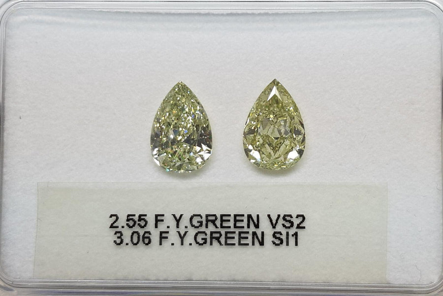 2.55 Carat PEAR Shape GREEN Color Diamond - VMK Diamonds