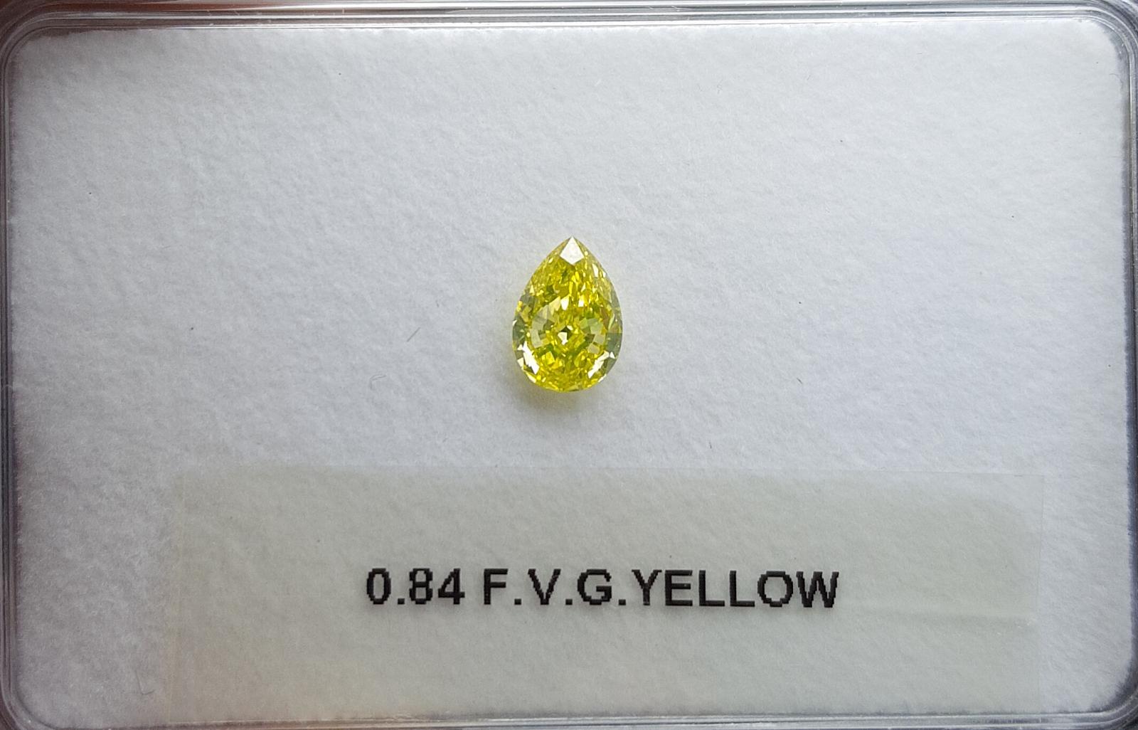 0.84 Carat PEAR Shape YELLOW Color Diamond - VMK Diamonds
