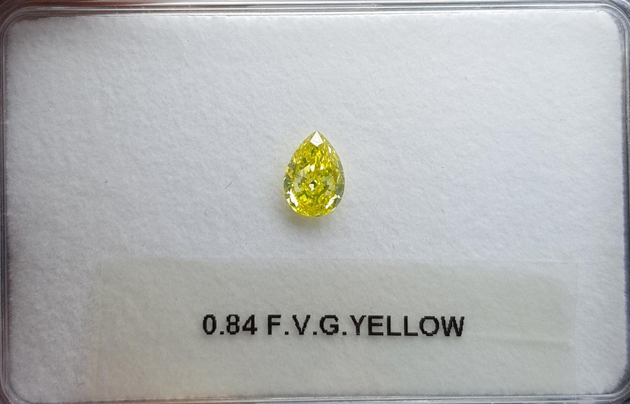 0.84 Carat PEAR Shape YELLOW Color Diamond - VMK Diamonds