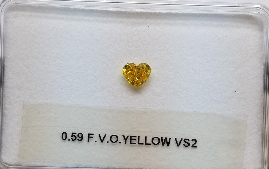 0.59 Carat HEART Shape YELLOW Color Diamond - VMK Diamonds