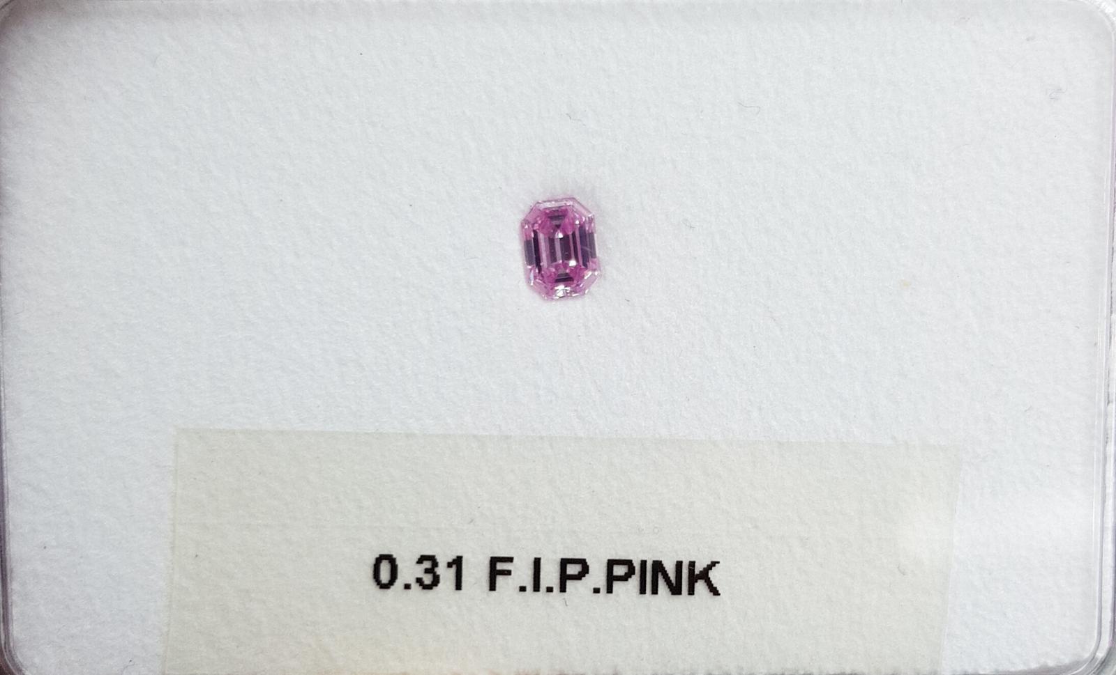 0.31 Carat EMERALD Shape PINK Color Diamond - VMK Diamonds