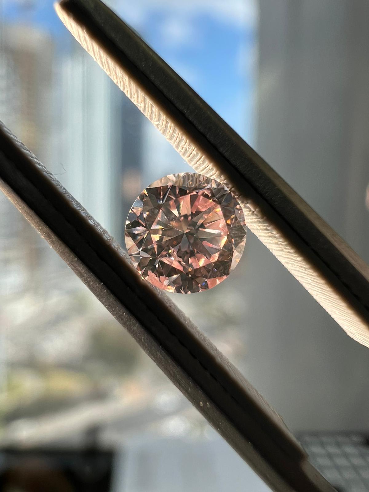 PINK Diamond, 0.40 Carat, ROUND Shape, I1 Clarity - VMK Diamonds argyle pink colored diamond