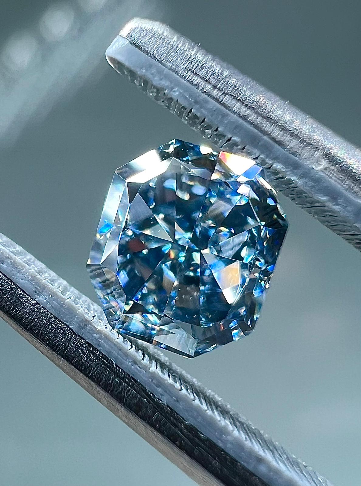 0.76 Carat RADIANT Shape BLUE Color Diamond