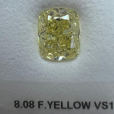 8.08 Carat CUSHION Shape YELLOW Color Diamond