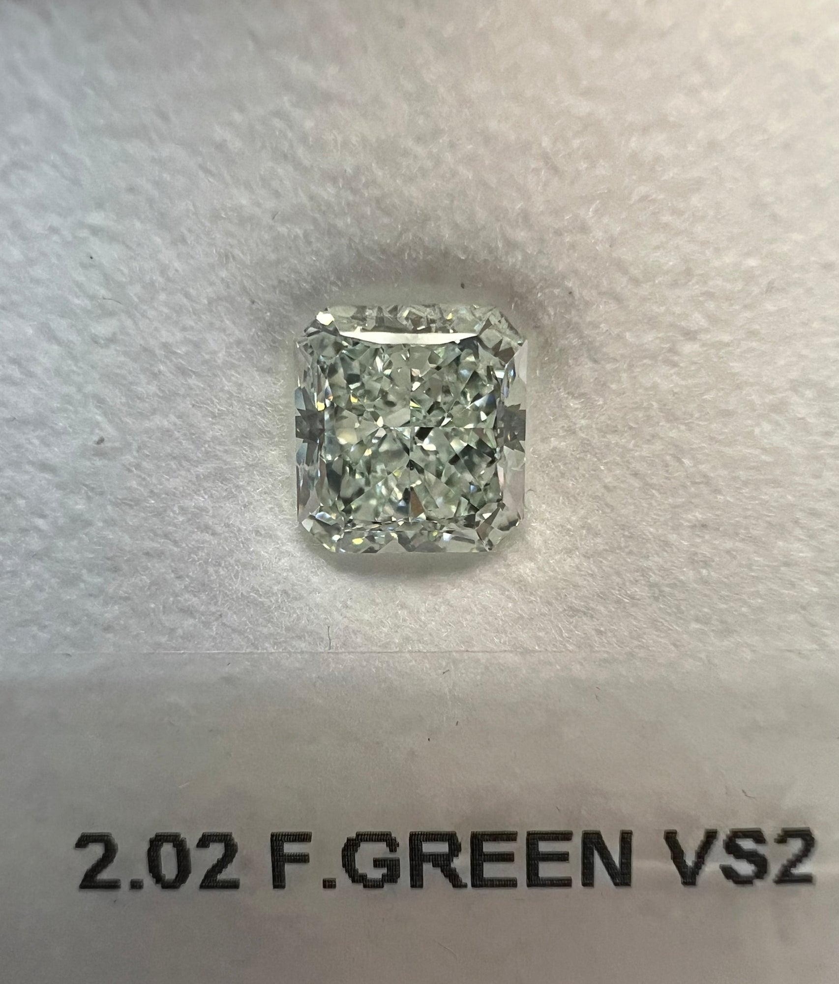 Fancy Green Diamond 2.02 Carat RADIANT Shape