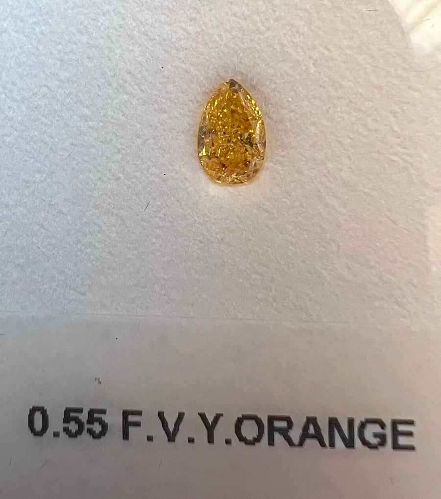 0.55 Carat PEAR Shape ORANGE Color Diamond