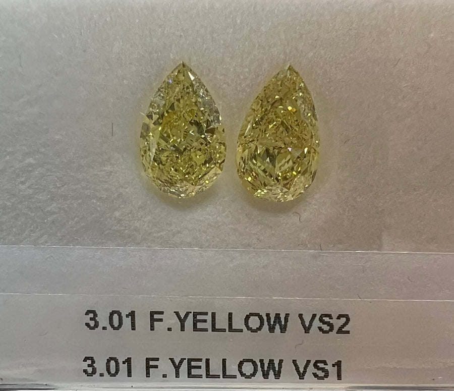3.01 Carat PEAR Shape FANCY YELLOW Color Diamond