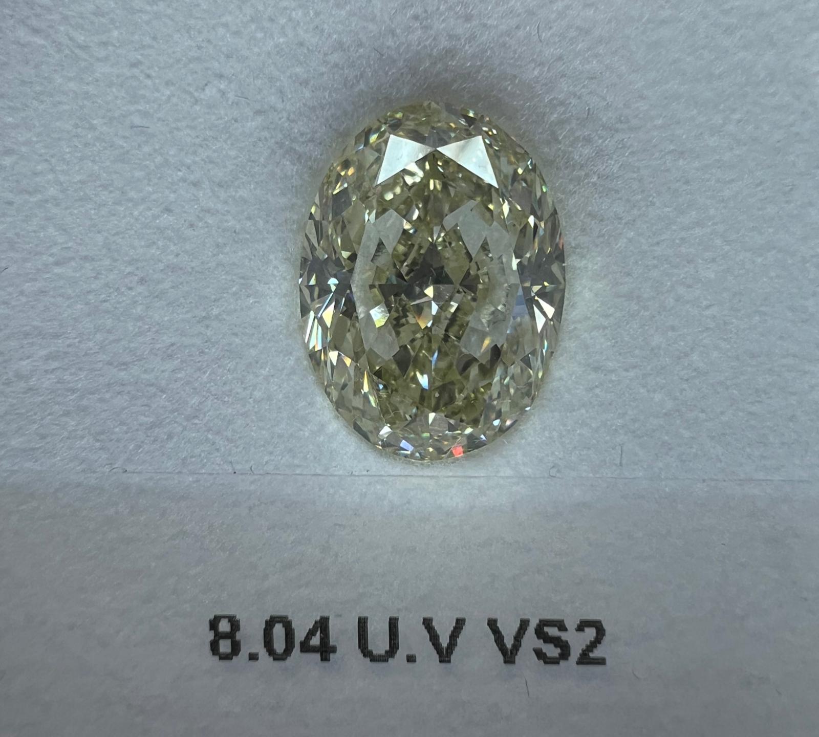 8.04 Carat OVAL Shape U TO V RANGE Color Diamond