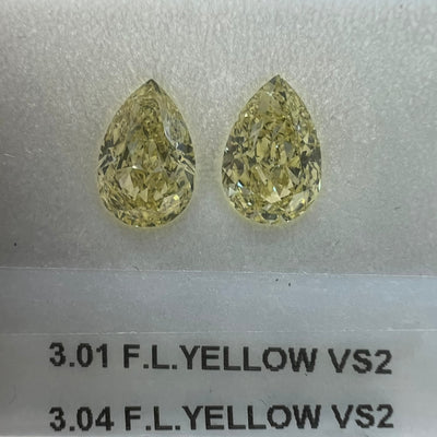 3.04 Carat PEAR Shape YELLOW Color Diamond