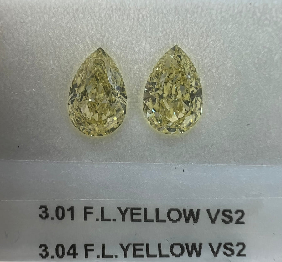 3.04 Carat PEAR Shape YELLOW Color Diamond
