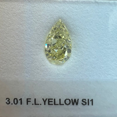 3.01 Carat PEAR Shape YELLOW Color Diamond