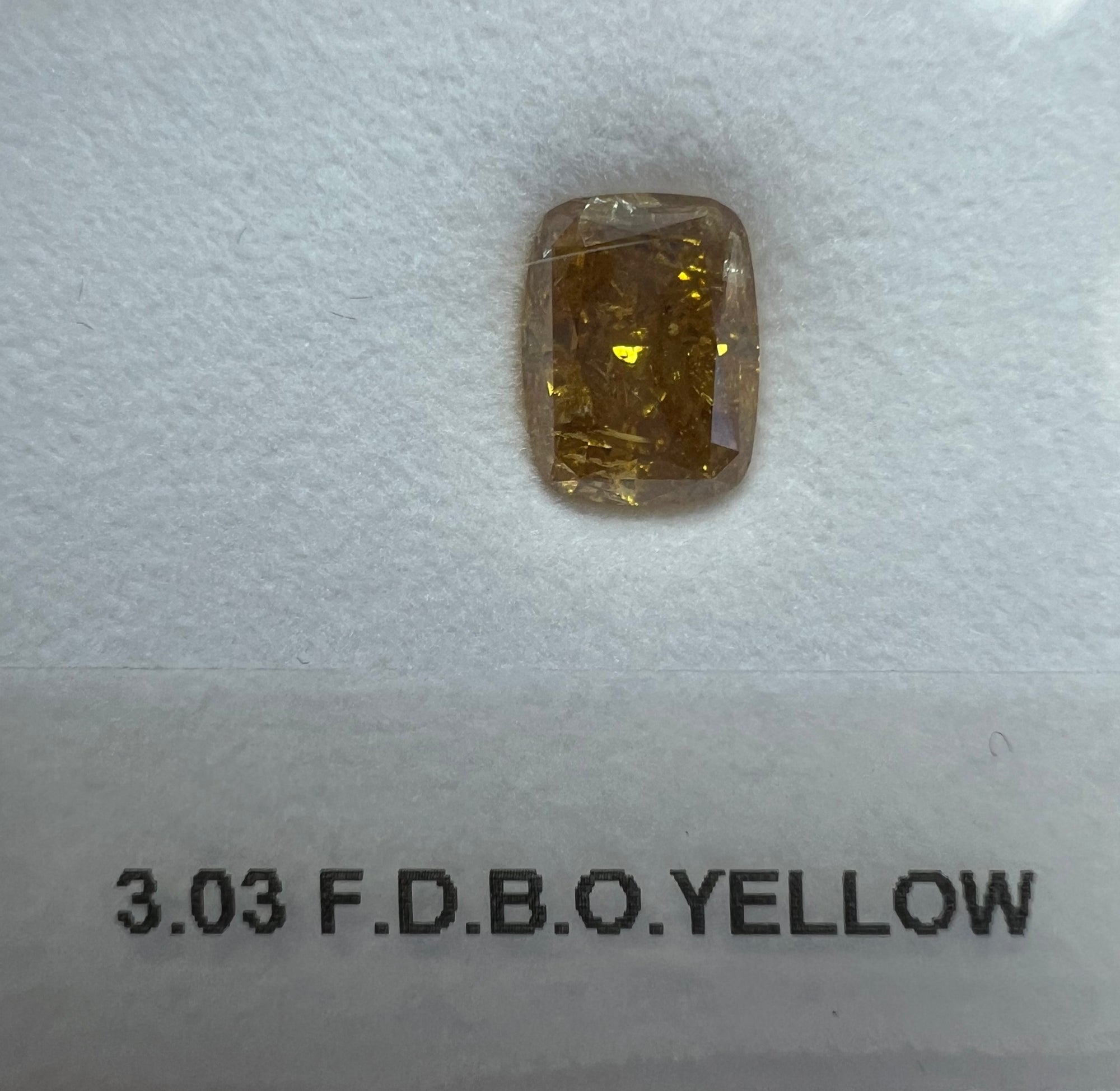 3.03 Carat CUSHION Shape BROWNISH ORANGY YELLOW Color Diamond