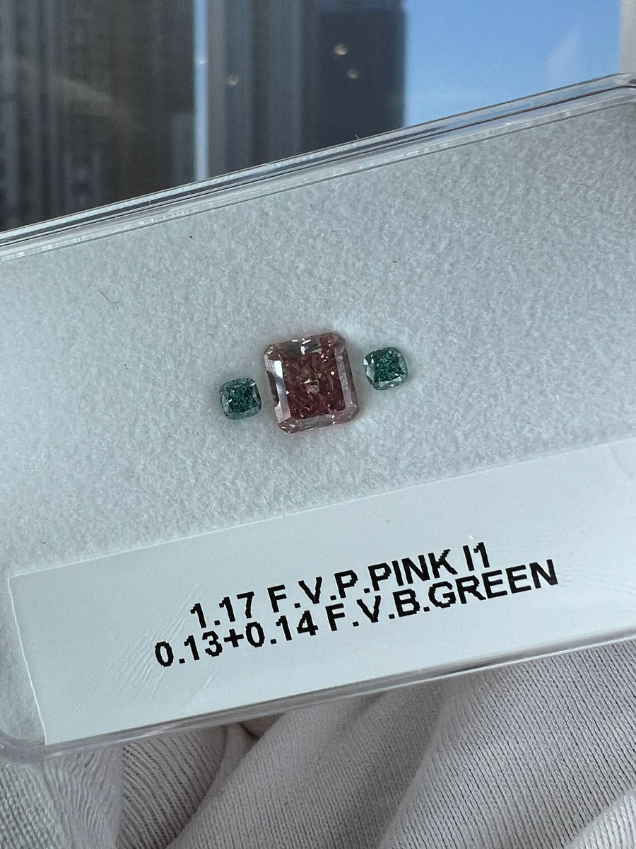 0.14 Carat CUSHION Shape GREEN Color Diamond