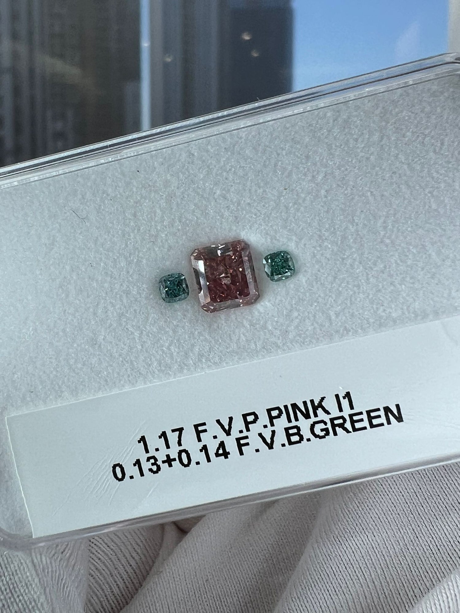 0.13 Carat CUSHION Shape GREEN Color Diamond