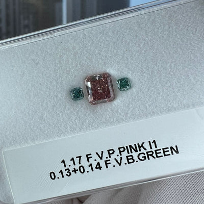 0.13 Carat CUSHION Shape GREEN Color Diamond