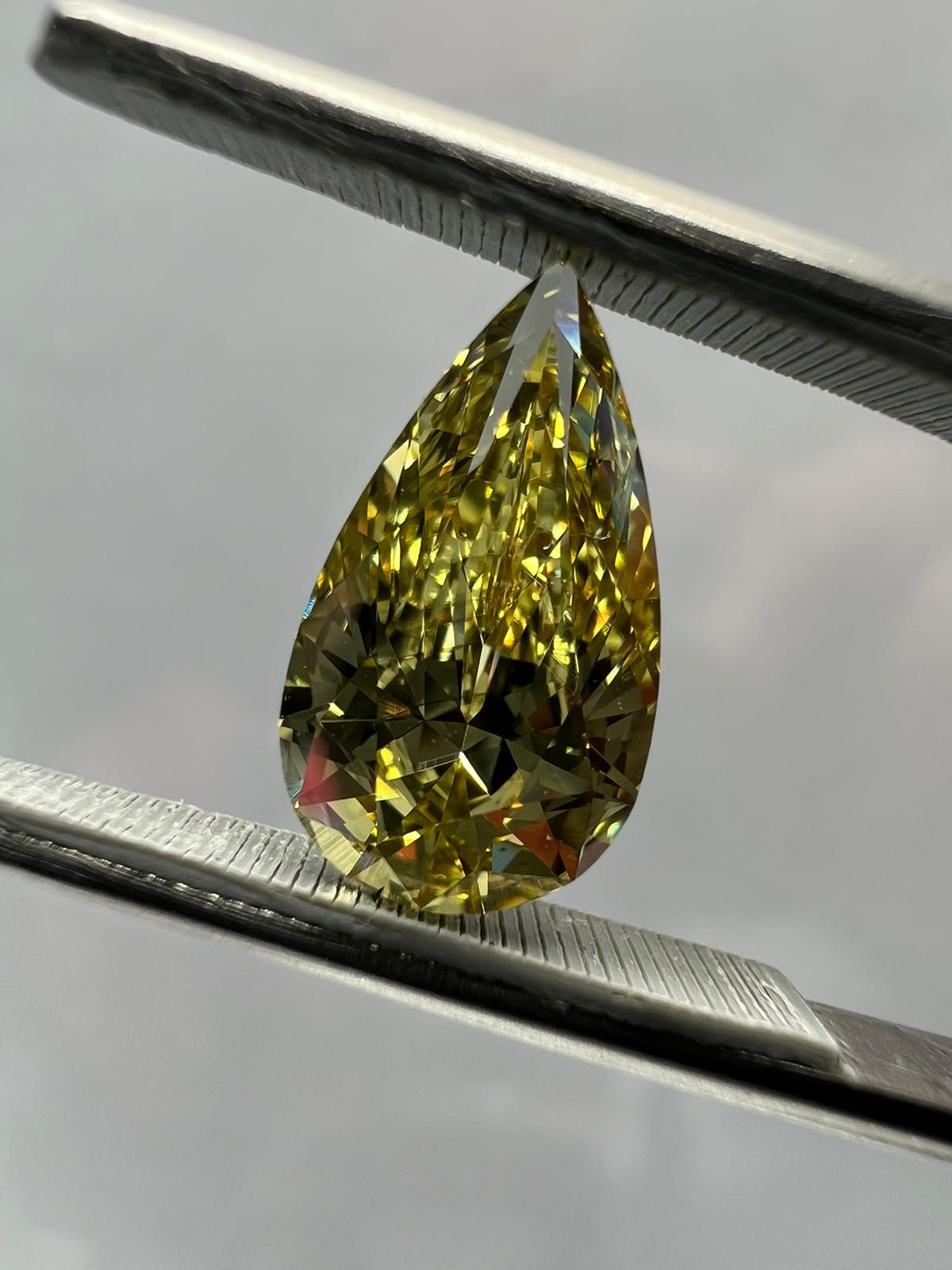 2.04 Carat PEAR Shape YELLOW Color Diamond