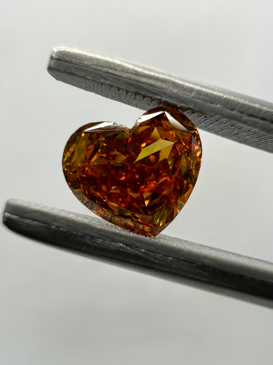 0.82 Carat HEART Shape ORANGE Color Diamond