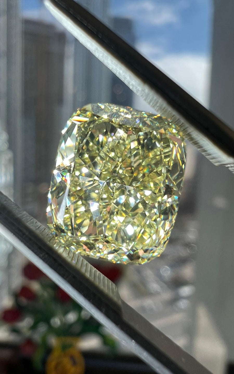 6.09 Carat CUSHION Shape YELLOW Color Diamond