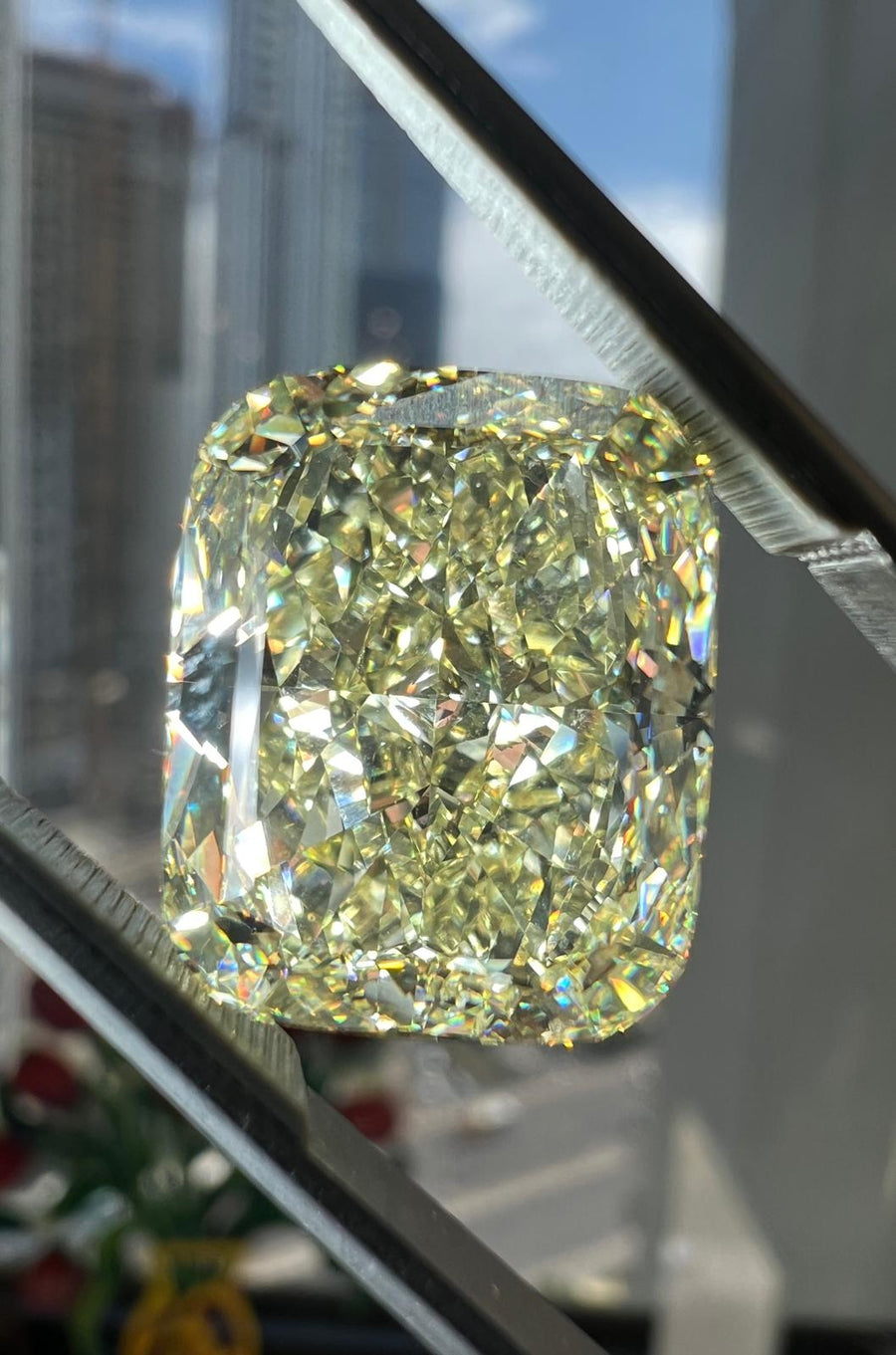 12.77 Carat CUSHION Shape YELLOW Color Diamond